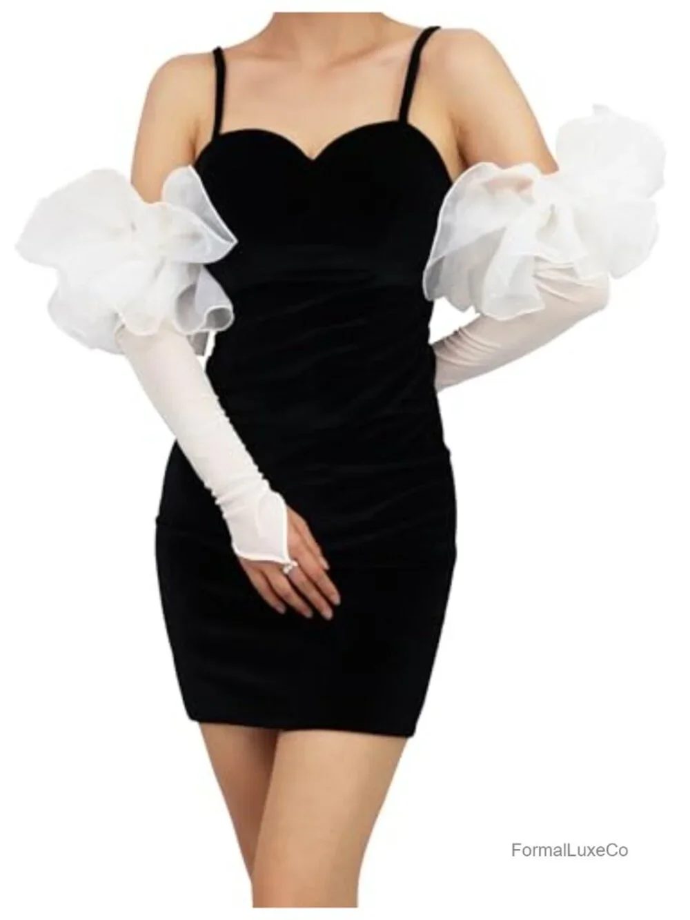 Puff Long Sheer Gloves Oversize Stretchy Tulle Mesh Gloves for Wedding Evening